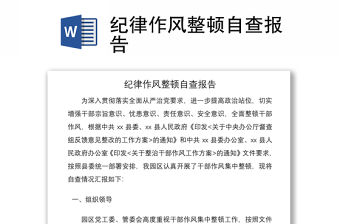 2021紀律作風整頓自查報告