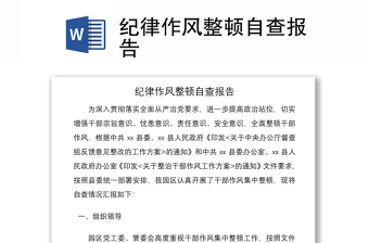 2021紀(jì)律作風(fēng)整頓自查報告