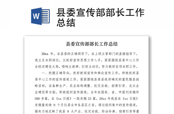 2021縣委宣傳部部長工作總結(jié)