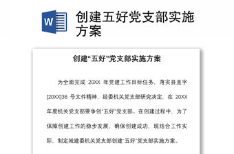 2021創(chuàng)建五好黨支部實(shí)施方案