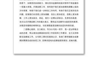 2021巡察表態(tài)發(fā)言公司黨委書記巡察工作表態(tài)發(fā)言材料范文公交公司總經(jīng)理集團(tuán)公司企業(yè)領(lǐng)導(dǎo)講話 (1)