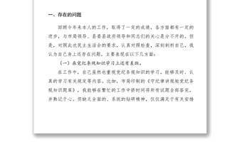 2021【领导讲话】地税局严明党的纪律，强化责任担当民主生活会发言材料