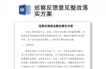 2021巡察反饋意見整改落實方案