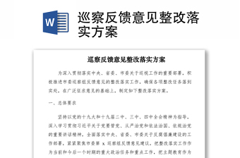 2021巡察反饋意見(jiàn)整改落實(shí)方案