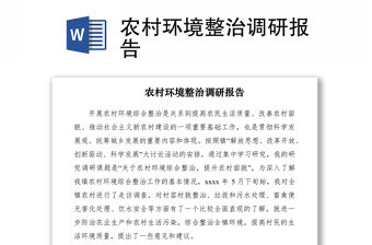 2021農村環境整治調研報告