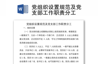 2021黨組織設置規(guī)范及黨支部工作職責分工