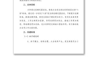 2021【工作方案】開展“六好”黨支部創建工作實施方案