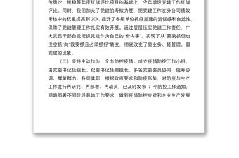 企業黨委書記2020黨建工作述職報告