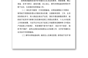 2021关于召开巡察整改专题民主生活会情况的报告