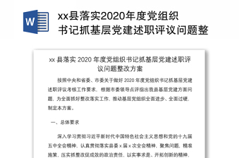2022党组织书记抓党建述职评议整改方案
