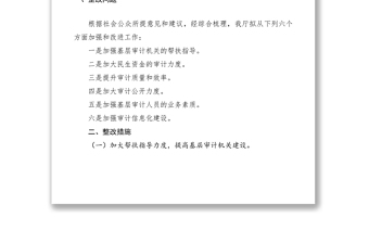 2021審計(jì)廳績(jī)效考評(píng)民意調(diào)查意見(jiàn)建議整改方案