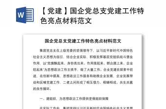 2021【黨建】國(guó)企黨總支黨建工作特色亮點(diǎn)材料范文