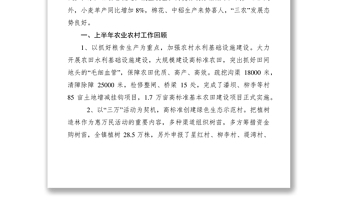 2021XXXX年上半年農(nóng)業(yè)農(nóng)村經(jīng)濟形勢分析