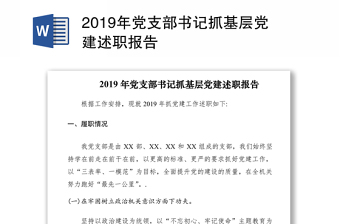 2019年黨支部書記抓基層黨建述職報(bào)告