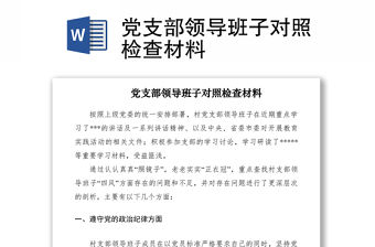 2021黨支部領導班子對照檢查材料