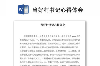 2021當好村書記心得體會