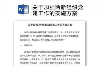 2021關于加強兩新組織黨建工作的實施方案