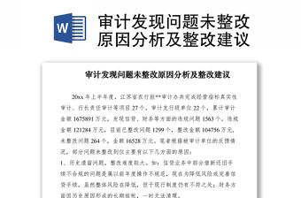 2021審計(jì)發(fā)現(xiàn)問(wèn)題未整改原因分析及整改建議