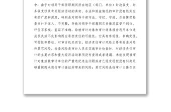2021基層審計機關經濟責任審計風險調研報告