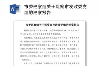 2021市委巡察組關(guān)于巡察市發(fā)改委黨組的巡察報告