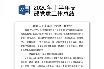 2020年上半年支部黨建工作總結(jié)