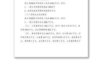2021鄉(xiāng)鎮(zhèn)XXXX年財(cái)政預(yù)算執(zhí)行情況報(bào)告