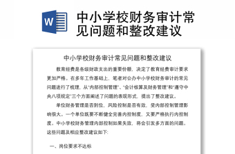 2021中小學(xué)校財(cái)務(wù)審計(jì)常見問(wèn)題和整改建議