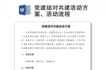 2021黨建結(jié)對(duì)共建活動(dòng)方案、活動(dòng)流程