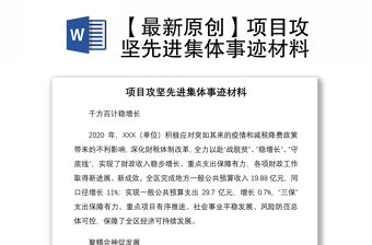 2021【最新原創】項目攻堅先進集體事跡材料