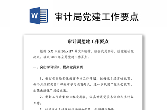2021審計(jì)局黨建工作要點(diǎn)