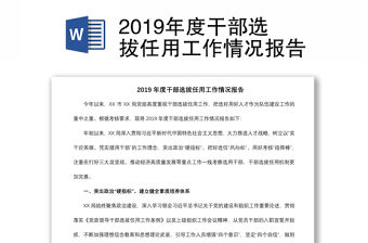 2019年度干部選拔任用工作情況報(bào)告