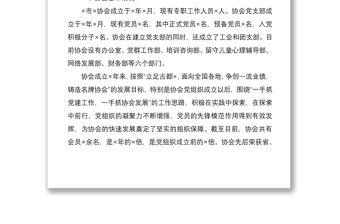 2021X市X協(xié)會黨支部黨建工作情況匯報