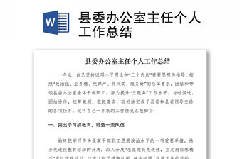 2021縣委辦公室主任個人工作總結