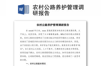 2021農村公路養護管理調研報告