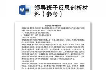 領導班子反思剖析材料（參考）