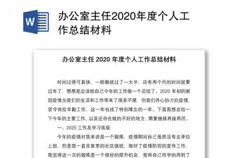 辦公室主任2020年度個人工作總結材料