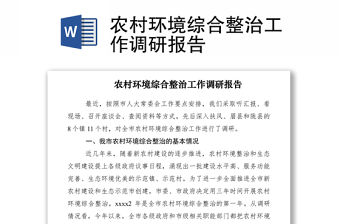 2021農村環境綜合整治工作調研報告