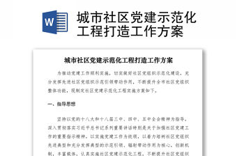 2021城市社區黨建示范化工程打造工作方案