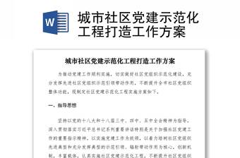 2021城市社區(qū)黨建示范化工程打造工作方案