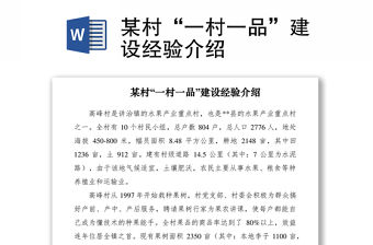 2021某村“一村一品”建設經驗介紹