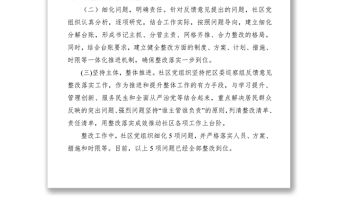2021xx街道xx社區關于xx區委第x村居巡察組反饋問題的整改情況報告