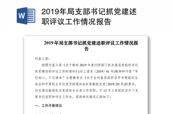 2019年局支部書記抓黨建述職評議工作情況報告