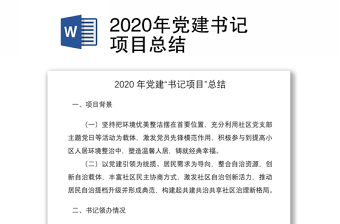 2020年黨建書記項(xiàng)目總結(jié)
