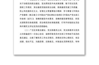 2021黨委各黨支部組織生活會和民主評議黨員情況報告范文