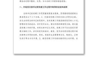2021村級黨支部書記抓黨建工作調研報告