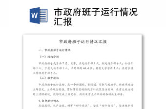 市政府班子運(yùn)行情況匯報(bào)