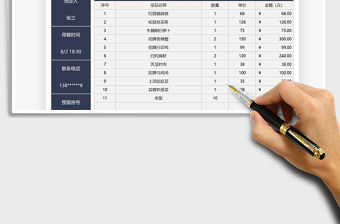 2022飯店餐廳預約點菜明細表免費下載