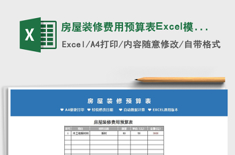 2021房屋裝修費用預算表Excel模板免費下載