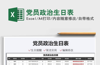2021黨員政治生日表免費下載