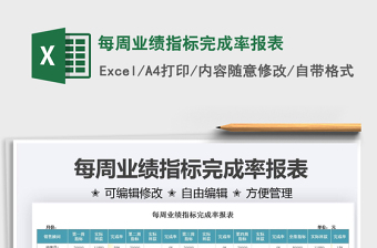 2022每周業(yè)績指標完成率報表免費下載